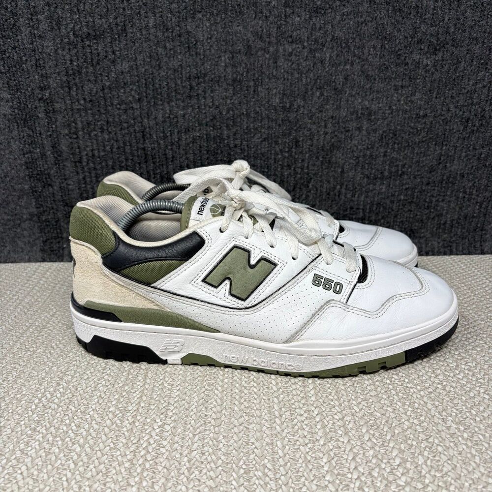 New Balance 550 White Dark Olivine Olive Green Shoes Men’s 11.5 BB550DOB